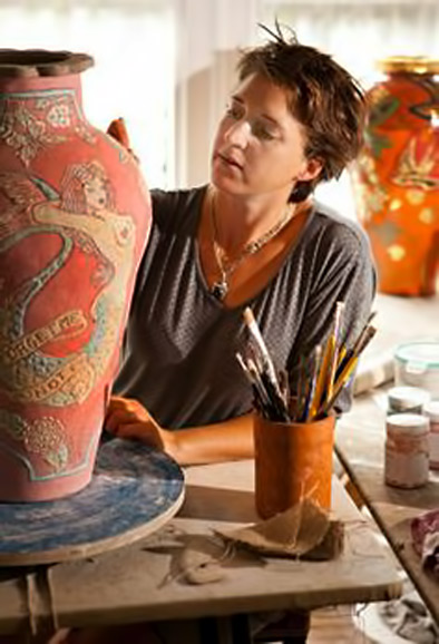 Lucinda Mudge handmade coil vases,The Gallery at Grande Provance, Franschhoek