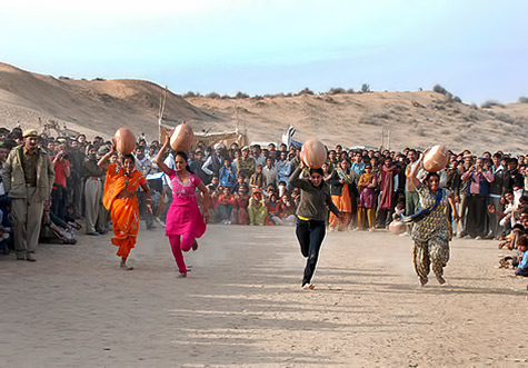 Matka earthen pot race in desert sand dune Bikaner camel festival-2011