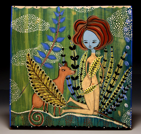 Tile of girl in forest