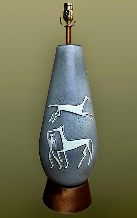 Ceramic-Lamp-with-Man-and-Horses-1960's