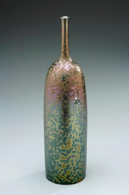 Hideaki-Miyamura----green crystalline glaze vase