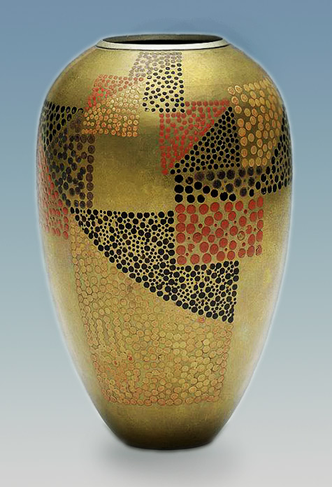 Jean Dunard gold vase with red and black 