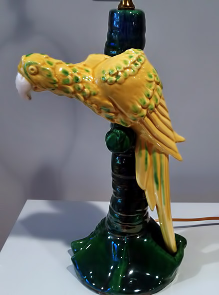 Royal Haeger Pottery-1950s-Yellow Parrot Macaw Bird Table Lamp