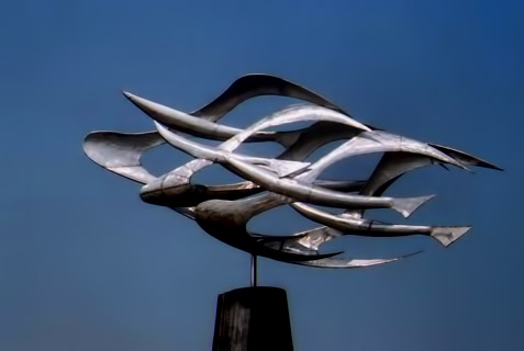 Sculpture-Symposium-in-Amaliada,-2006 Stainless Steel Flock of abstract birds