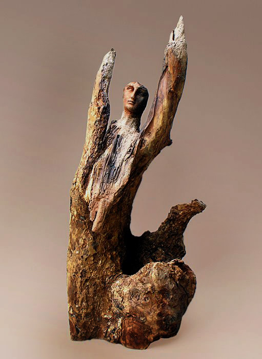 Yiannis-Nanouris-terracotta sculpture on wood