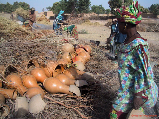 preparing pots for firing - Kalabougou, Mali