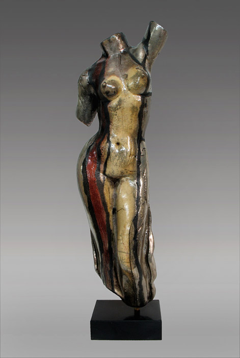 female-nude raku sculpture made by Yiannis Nanouris