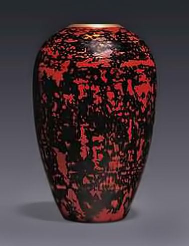 jean_dunand_a_vase_circa_1925 red on black enamel