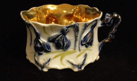 ANTIQUE-Small-CABINET-TEA-CUP-Delicate-COBALT-BLUE-Floral