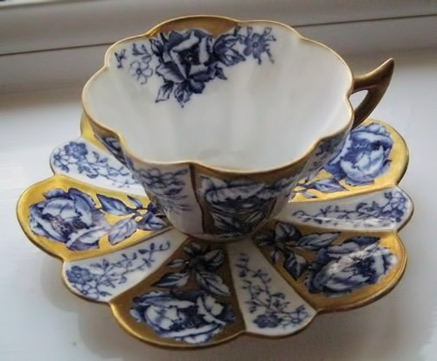 Antique-Victorian-Foley-Wileman-Tea-cup-and-Saucer-Duo-in-Blue-Roses-and-Gilt