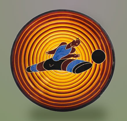 Il-Calciatore-D.Baldelli---1934 - a futurist style plate featuring a soccer player