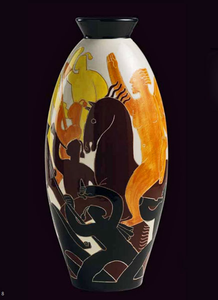 Marcia-su-Roma-Rometti-Italia-C.Cagli---1932 - ovoid vase depicting men riding horsses