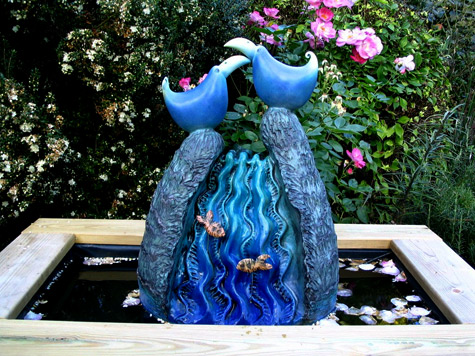 Blue Birds by the Babbling Brook-with-rose-petals by Sarah Cox