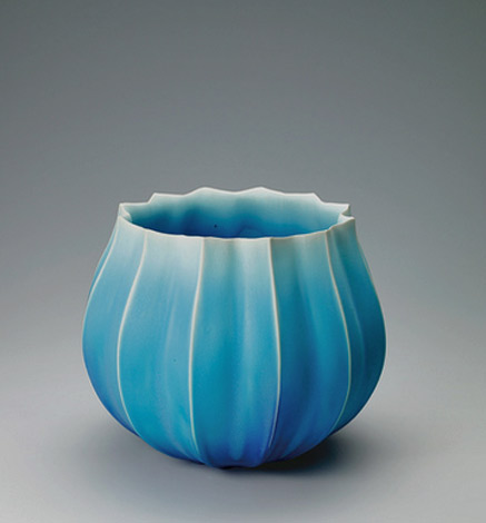 Bowl-with-blue-glaze by AZUMA Masayuki Japanese ceramics