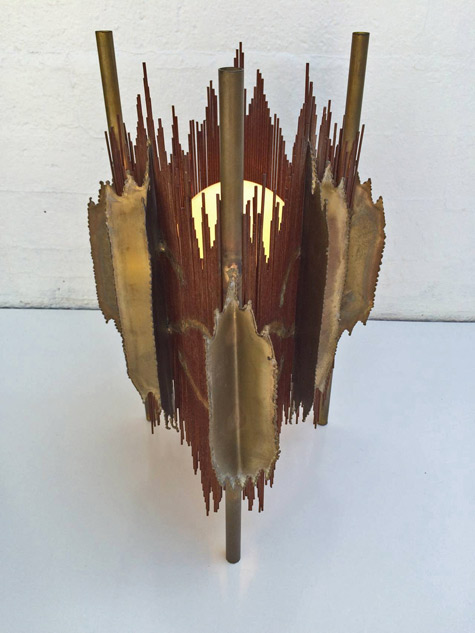 Rare Brutalist Torch Cut Sculpture Table Lamp by Silas Seandel