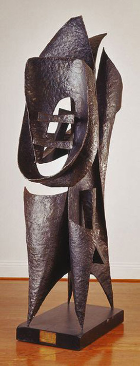 Seymour-Lipton---Ancestor - Abstract metal sculpture on base