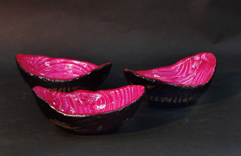 funagata-Wavy-Bunhaku-pink glaze -boat-small-bowl - Jinnai Sakata