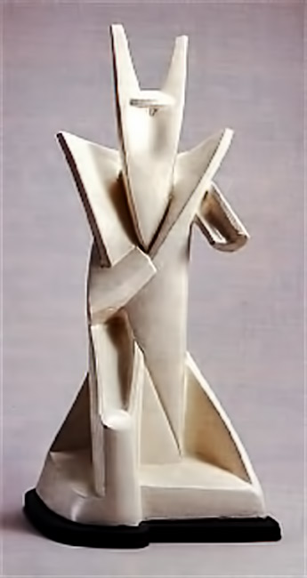 Alexander Archipenko-King Solomon - White abstract sculpture of a king