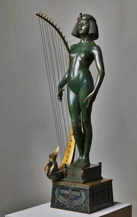 The-Singer-exhibited-1889-Bronze,-coloured-resin-paste-and-semi-precious-stones by Edward Onslow Ford