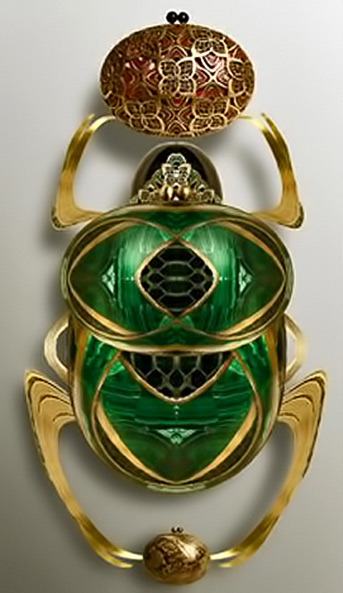 Egyptian scarab-beetle-emerald-gold-broach-