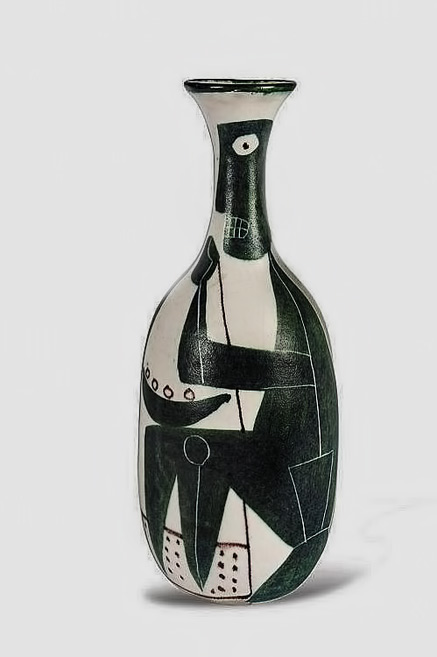 Guido-Gambone-ceramic mid century vase in black and white