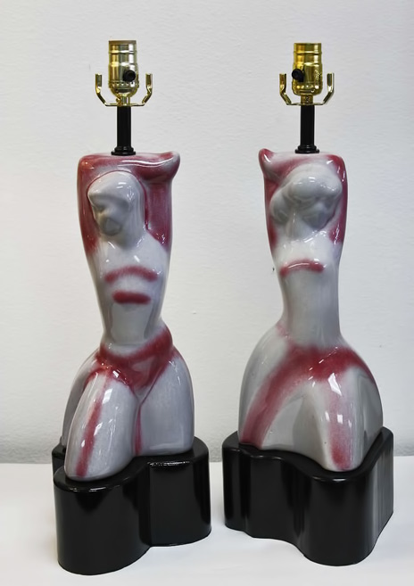 Pair-of-Ceramic-Lamps,-attributed-to-Heifetz-50's-Ventura