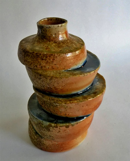 Saskatoon potters celebrate 40years-Shirley Carriere ‘Finagled Stack’ 2014Height 10 inches Width 6 inches