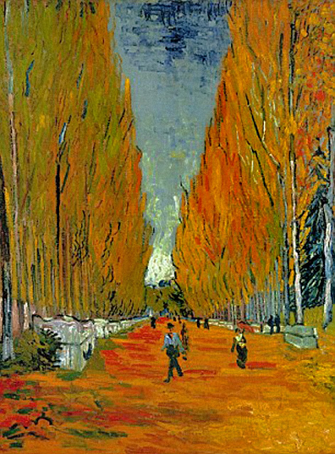 1888-Les-Alychamps-oil-on-canvas-Vincent Van Gogh-