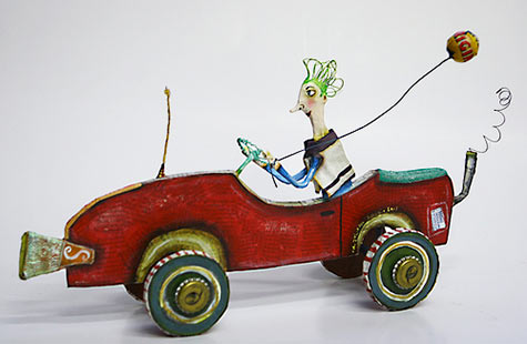 Juliana-Bollini-mixed media sculpture 0 man driving car