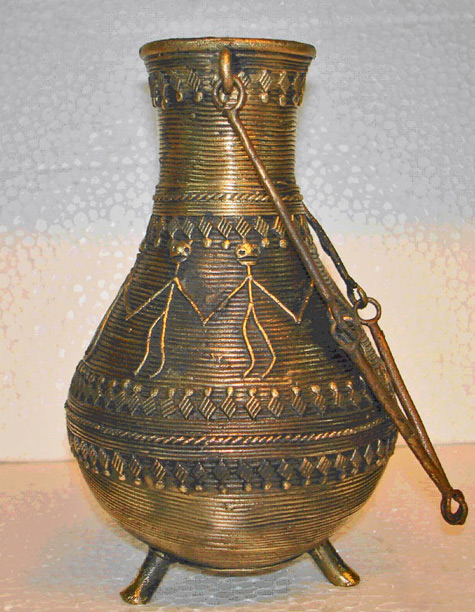 Antique Dhokra vessel with handle