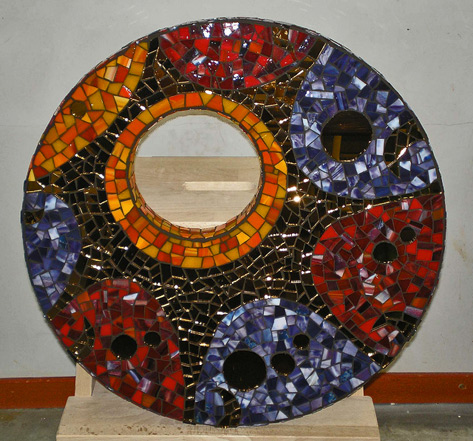 Anja-BerkersWIPsupernova Abstract circular mosaic sculpture