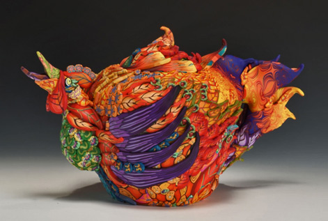Layl-McDill-Polymer-Clay-Sculpture-Gallery-Rooster-Teapot
