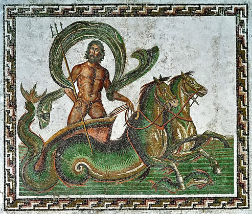 Sousse_neptuneTriumph-of-Neptune-standing-on-a-chariot-pulled-by-two-sea-horses-(Latin-hippocampes).-Mosaïque-d'Hadrumète-(Sousse)-the-mid-third-century-AD