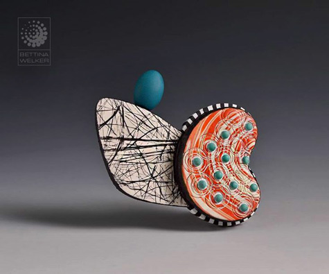 bettina-welker-modernist-brooch- Polymer Clay Abstract-Brooch---by-Bettina-Welker