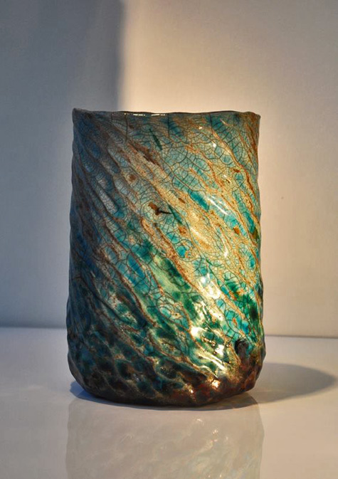 Barbara Billoud----ceramic vase - green and brown