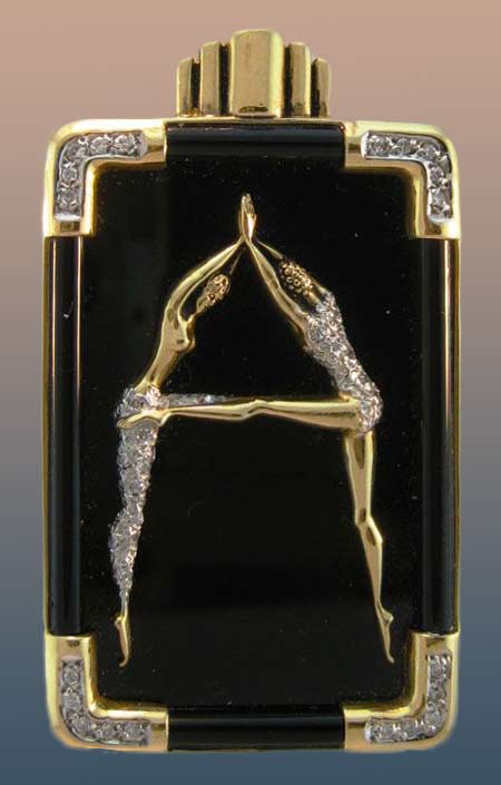erte-gold-and-black-enamel-diamond pin
