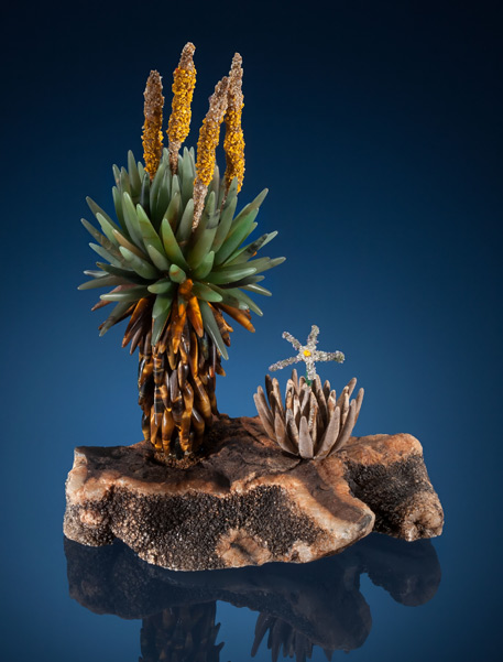 Lapidary Art- Exotic Desert Plants. Artisan crafted in Namibia.