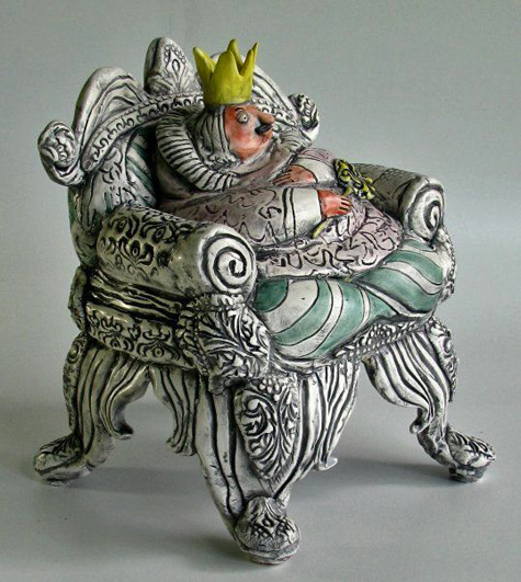 Potentate-by-Sally-Hook - ceramic sculpture of a King on a throne