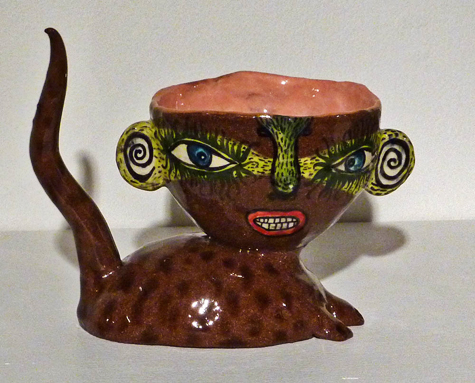 Angry Cat-ceramic-cup-2013 by Jenny Orchard