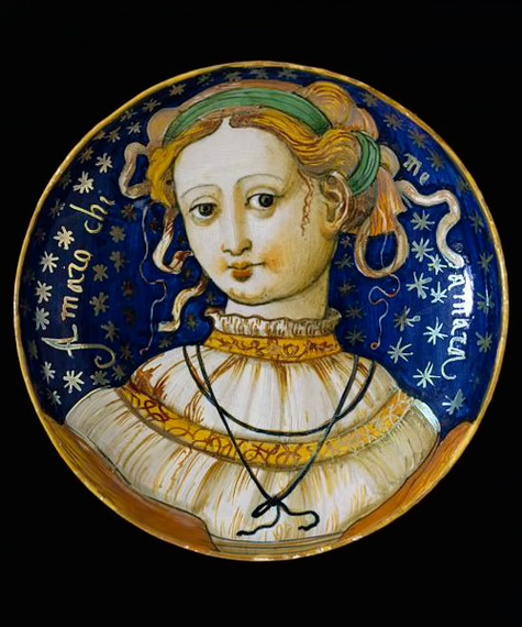 Gubbio,-Italy,-ca-1535-40.-Tin-glazed-earthenware-with-yellow-and-gold-lustre.