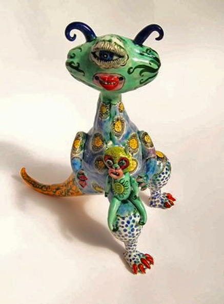 Jenny-Orchard-Baby-and-Mum---2012-Hand-built,-multi-glazed-ceramics-45-cm-high