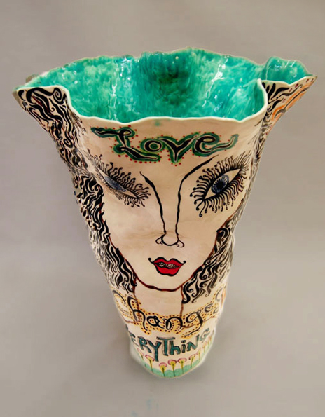Jenny Orchard - Love-changes-everything-vase---earthenware-with-glazes-and-enamels,-47-x-34-x-38cm
