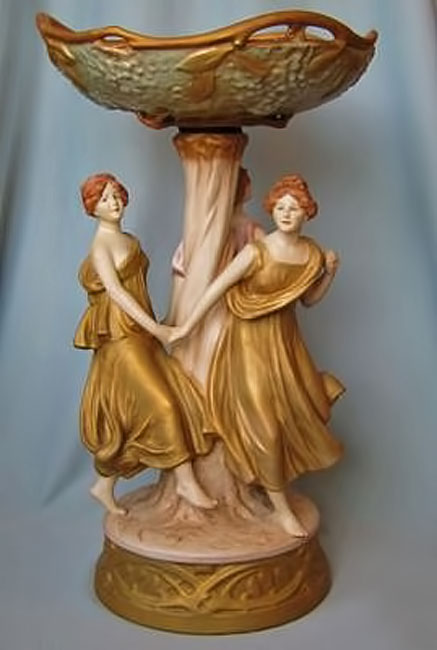 Royal-Dux-Porcelain-Figural-Compote-Dancing-Lady-Figure-heght-20