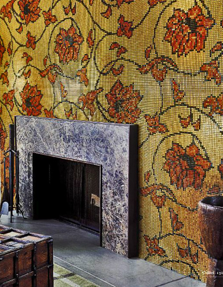 SICIS---Colibri-Dalia-Grananda orange and yellow wall mosaic
