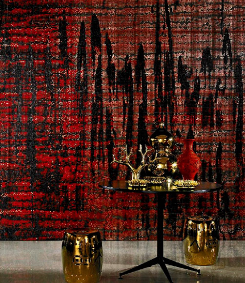 SICIS--Sketch-Red mosaic wall in red and black