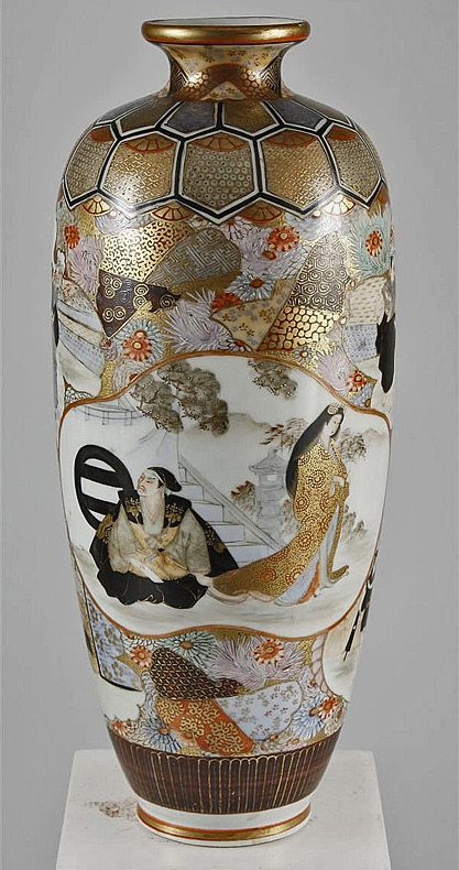 Satsuma--vase a geisha and a samurai