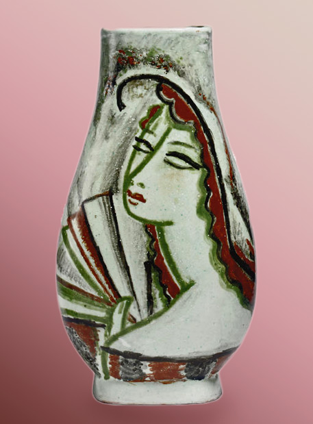 French-ceramics-Rene-Buthaud Rene Buthaud vase with large female motif