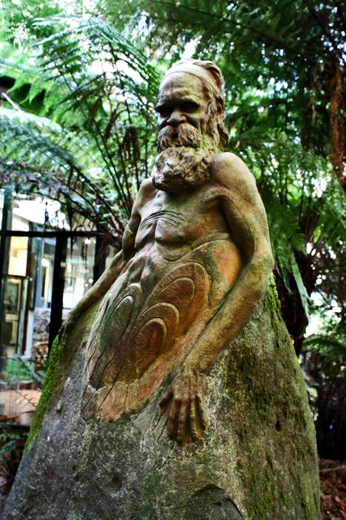 Rock sculpture of Aboriginal elder