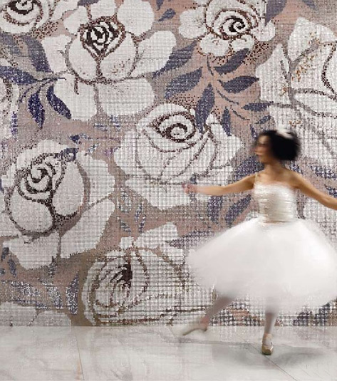 ipix-2013-SICIS mosaic wall art Vie En Roses Ballerina dancing with mosaic rose art