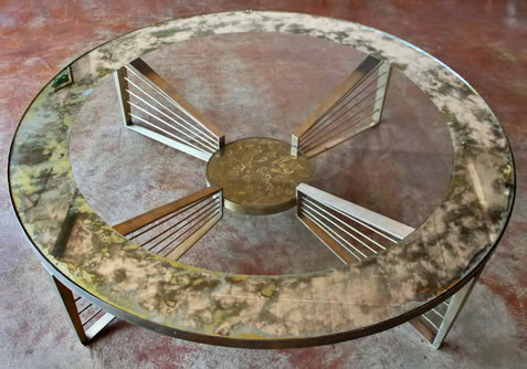 Bronze-and-Eglomise-Glass-Harp-Coffee-Table-by-Arturo-Pani,-Mexico,-1950s---House-Of-Blu-San-Diego